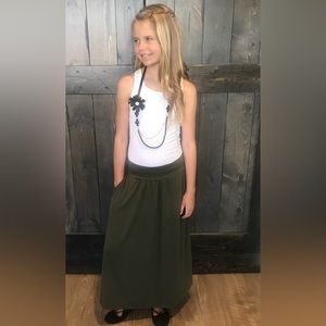 NEW Girls Olive Green Maxi Skirt